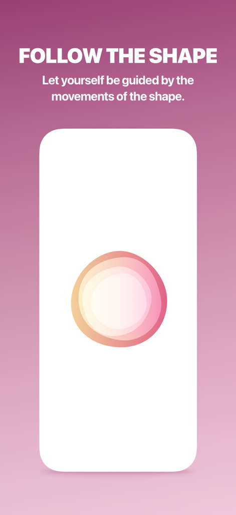 Respire app screen showing a central breathing circle and follow the shape instructions