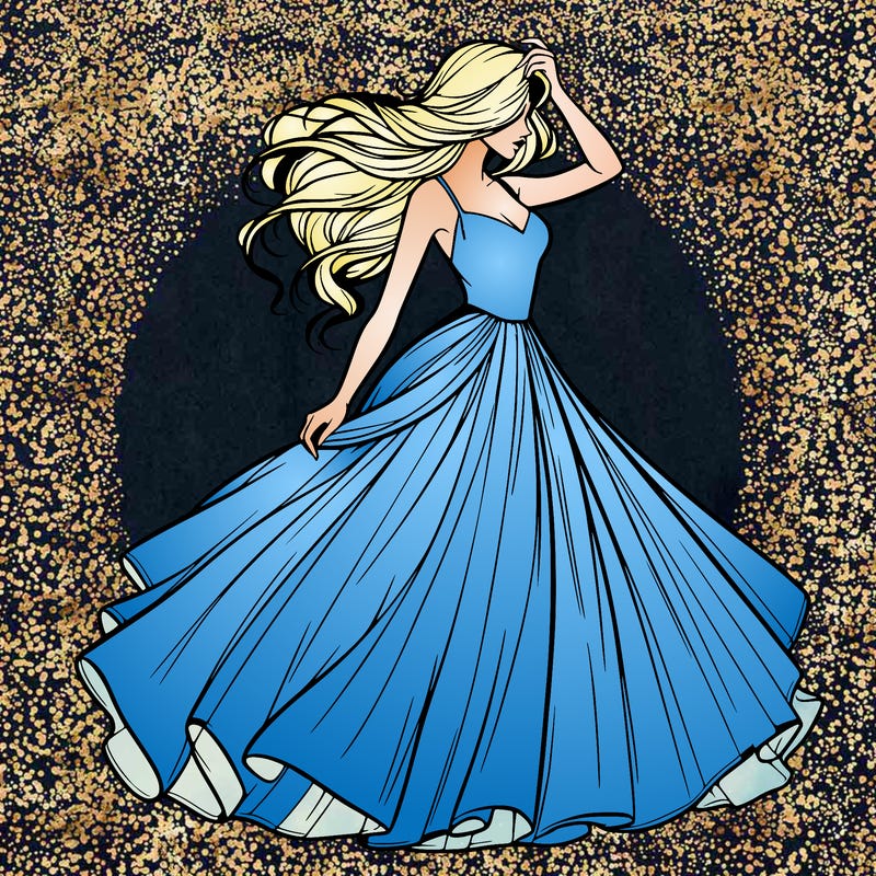 realistic woman with dress flowing in the wind