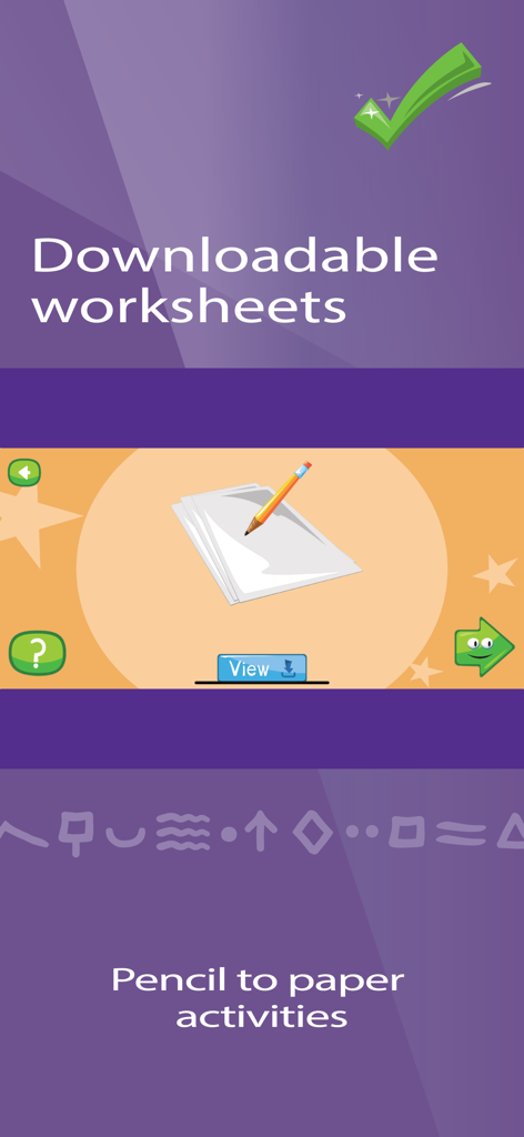 Read Nardagani: Learn to Read - A screenshot of the Read Nardagani app showing a feature for downloadable worksheets and pencil to paper activities.