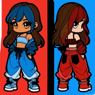 girl in crop top and baggy pants