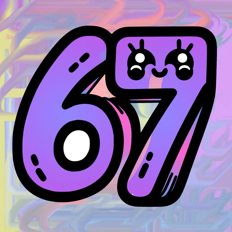 the numbers 67