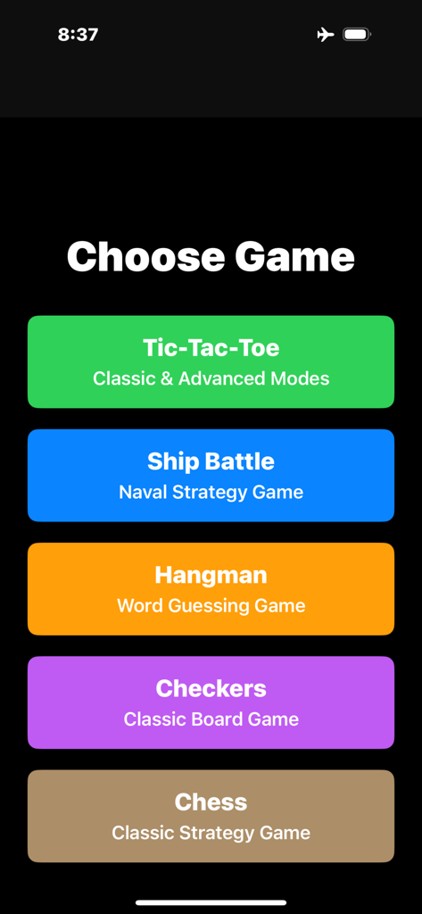 Offline MultiPlayer Games - Game selection screen for Offline MultiPlayer Games featuring classic board games