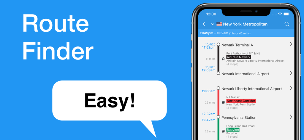 World Transit Maps app screenshot showing the route finder feature for New York City transit