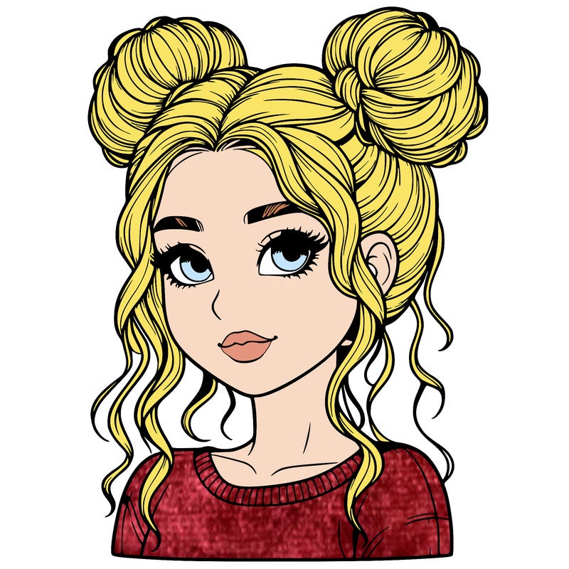 realistic girl with two buns in her hair
