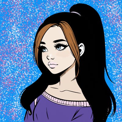 realistic girl with a high ponytail