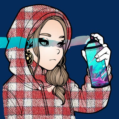 a realistic girl, spray painting
