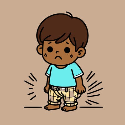 a little boy who had an accident in his pants