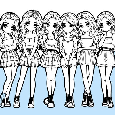 a group of girls realistic