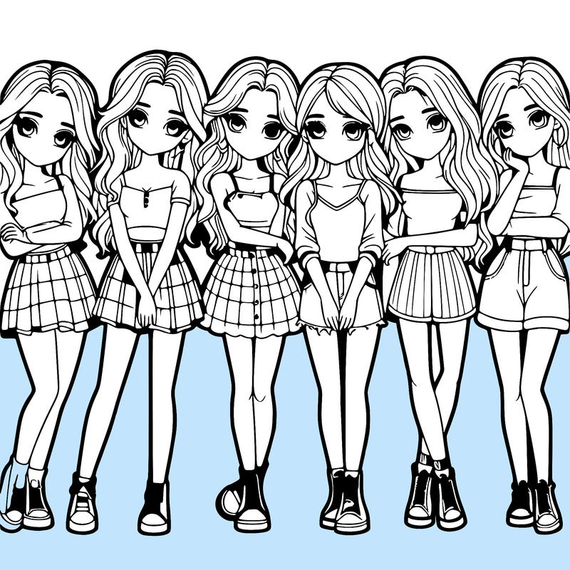 a group of girls realistic