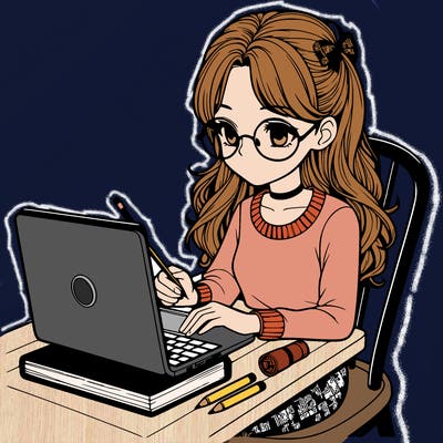 realistic girl with laptop