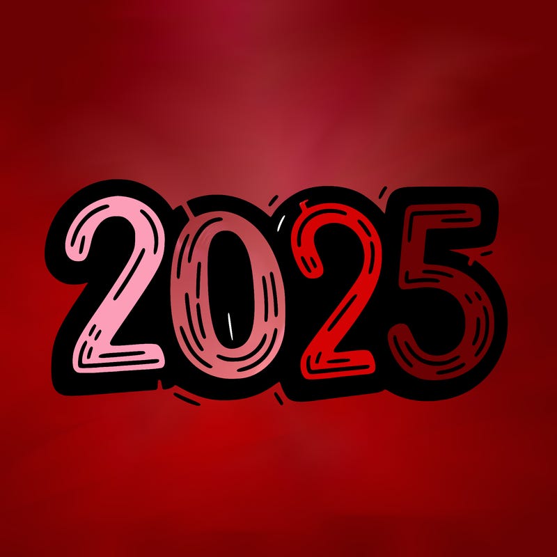 one line scrawled numbers sketch design “2025”