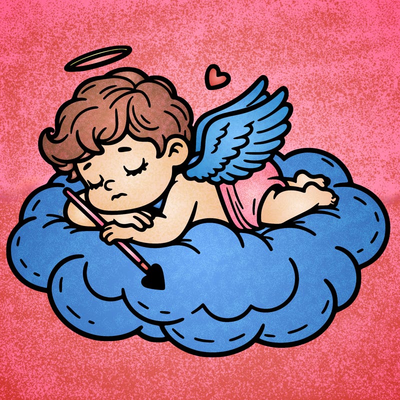 cupid asleep on a cloud