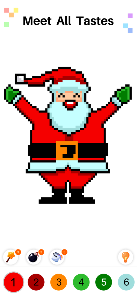 Pixel Color - Art By Numbers - Pixel art of Santa Claus in the Pixel Color Art By Numbers app