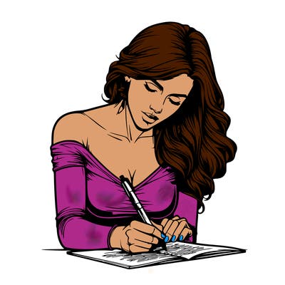 realistic female writing poetry