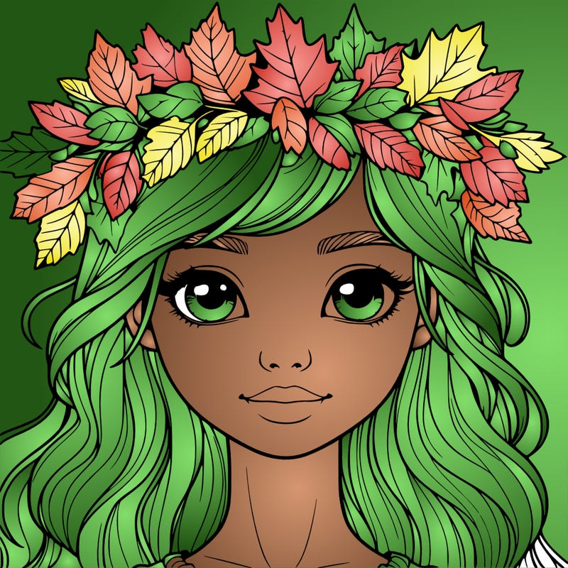 realistic girl with fall leaf crown
