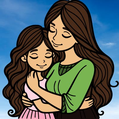 mom and daughter hugging