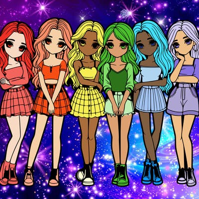 a group of girls realistic