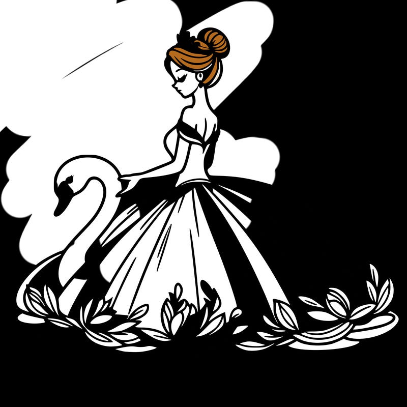 woman in gown with swan