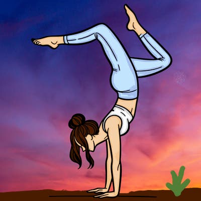 a woman doing a handstand