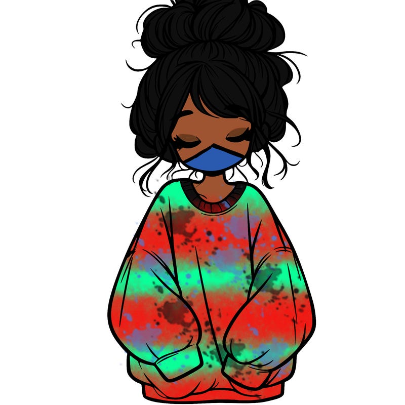 girl with baggy sweatshirt and messy bun