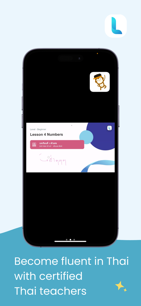Ling Live 앱에서 인증된 교사와 함께하는 숫자 초급 태국어 수업