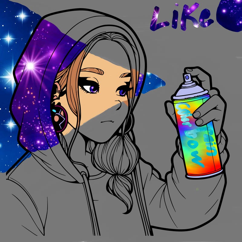 a realistic girl, spray painting