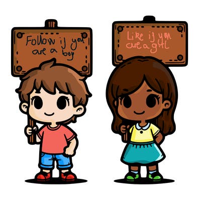 girl and boy holding signs