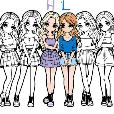 a group of girls realistic