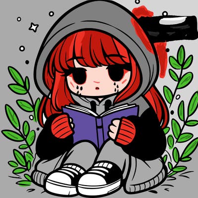 girl in oversized hoodie reading a book