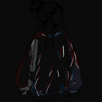 realistic girl with a oversized sweatshirt on and a bun