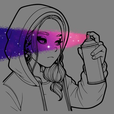 a realistic girl, spray painting