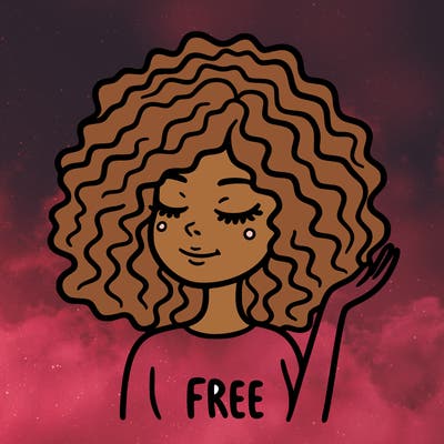 free woman with curly hair