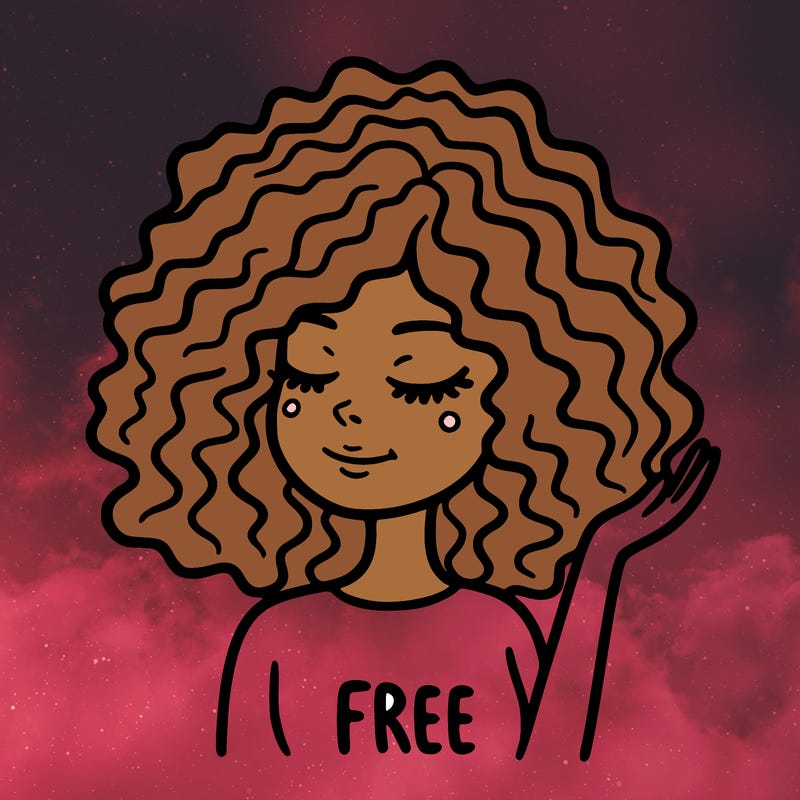 free woman with curly hair