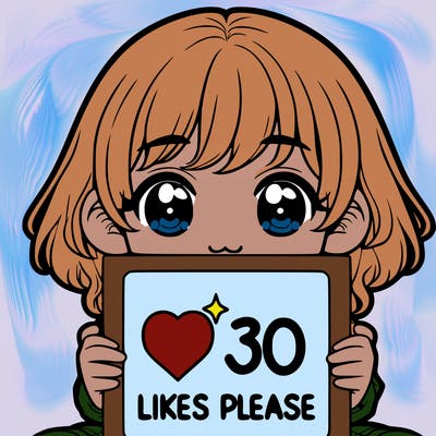 ma girl holding a a sign that says 30 likes please