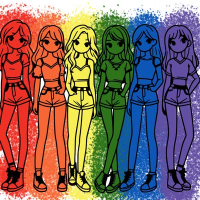 a group of girls wearing crop tops and shorts