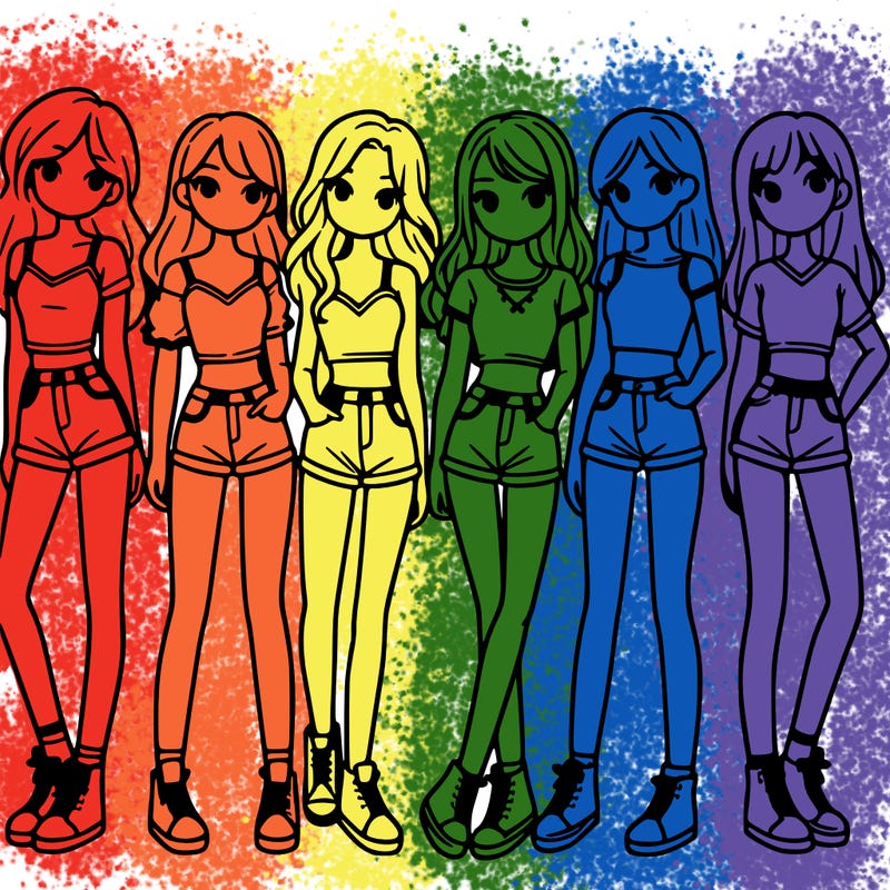 a group of girls wearing crop tops and shorts