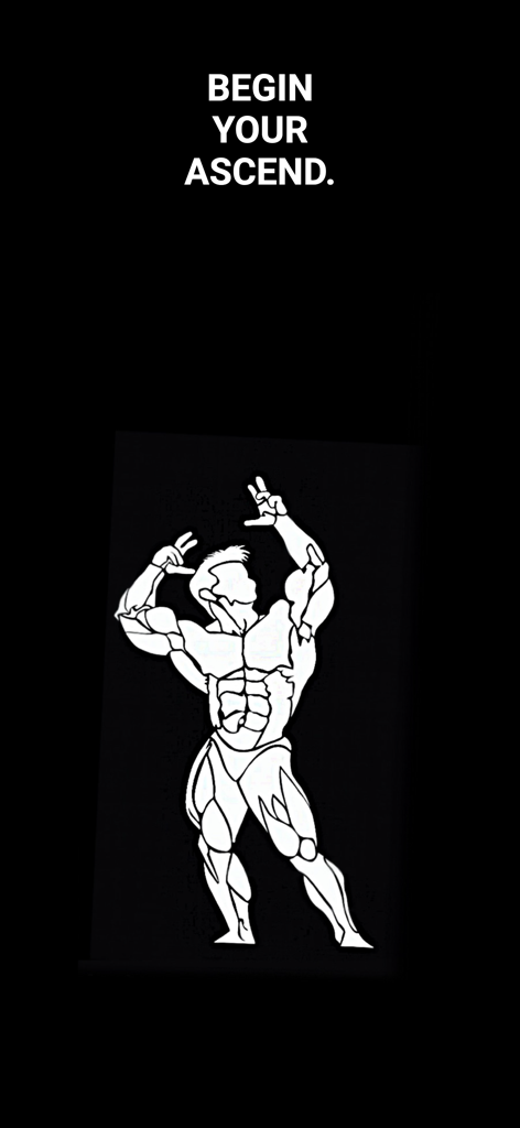 Ascend Fitness-Calories/Gym - Muscular bodybuilder outline with the text Begin Your Ascend