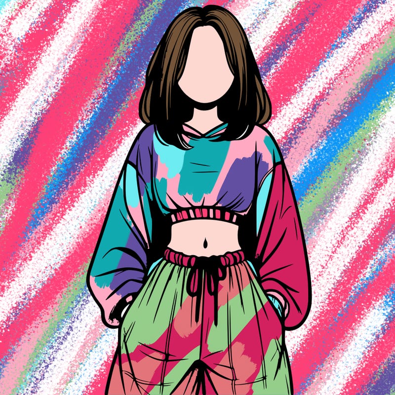 realistic girl faceless with baggy pants and a crop top