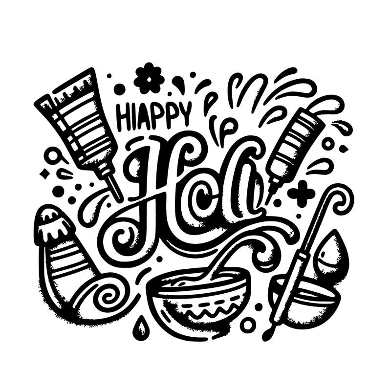 happy holi calligraphy