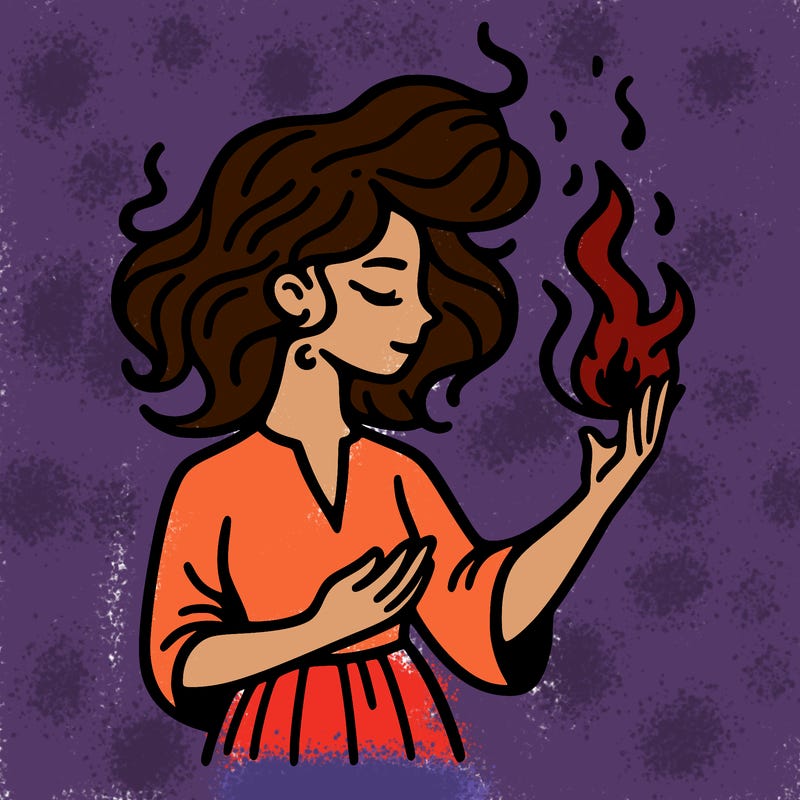 woman with fire
