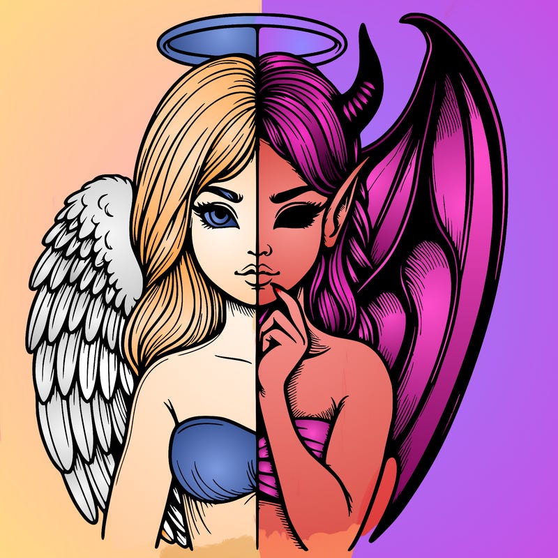 realistic angel half demon