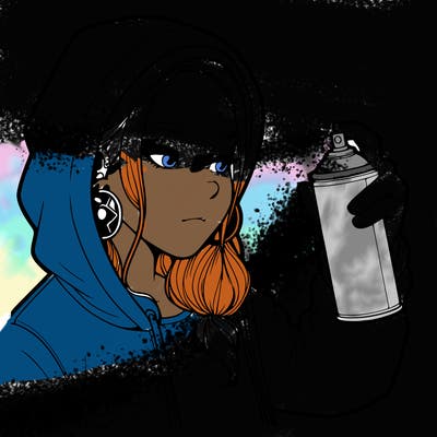 a realistic girl, spray painting