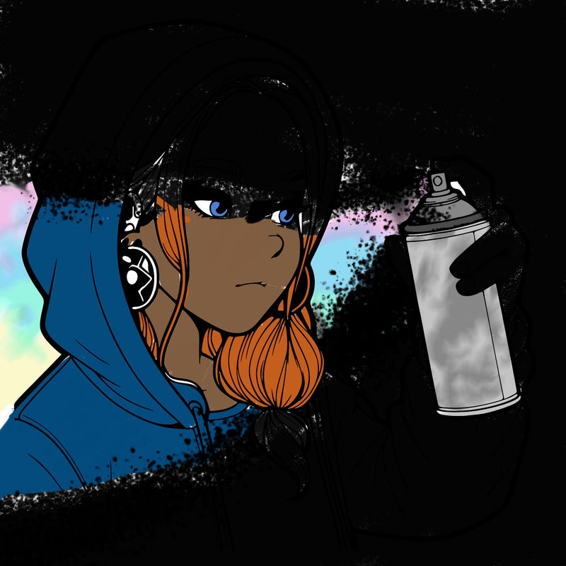 a realistic girl, spray painting