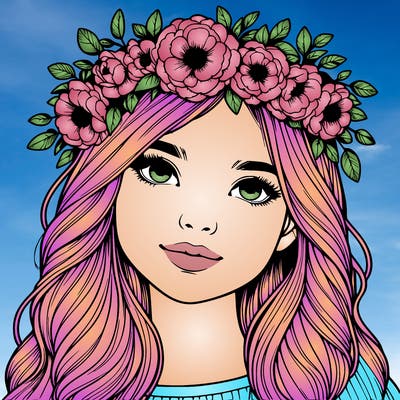 realistic girl with flower crown