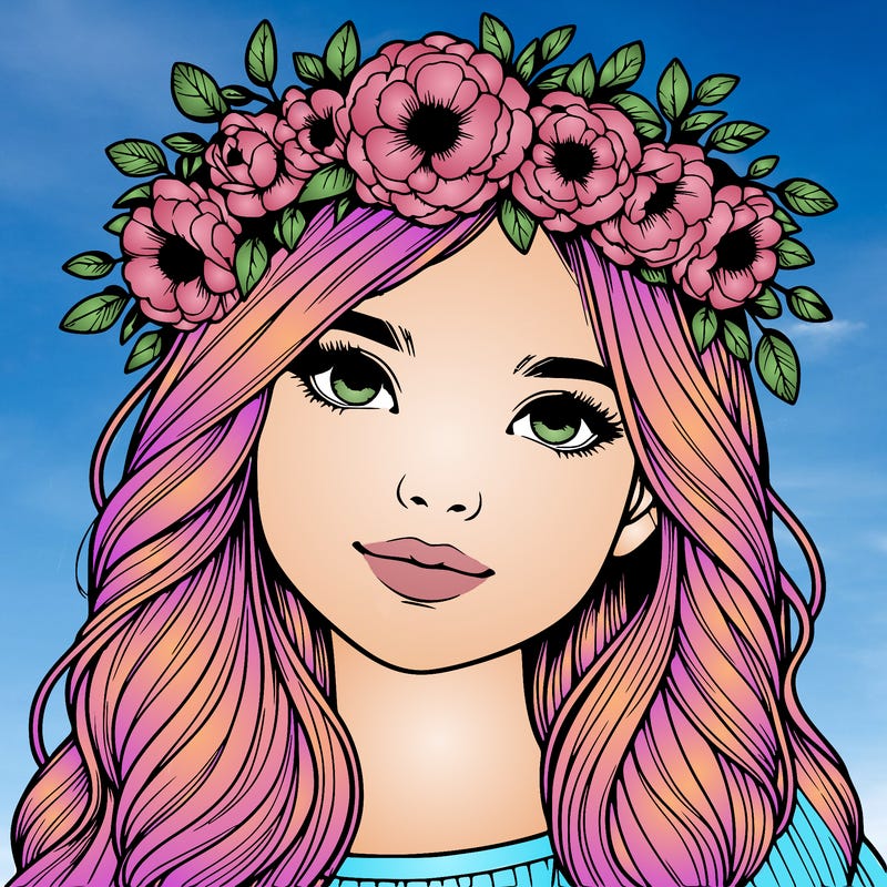 realistic girl with flower crown