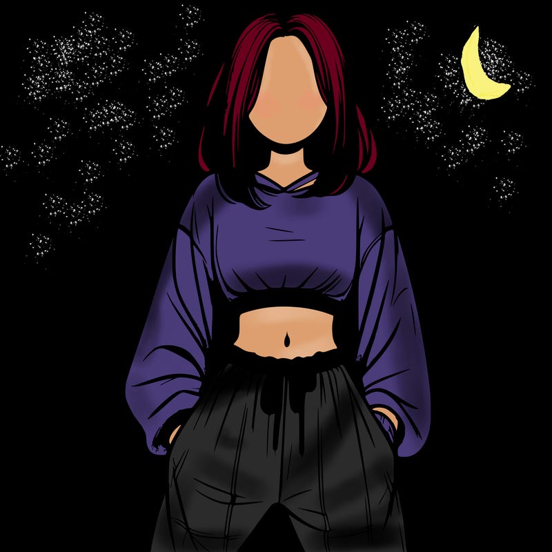 realistic girl faceless with baggy pants and a crop top