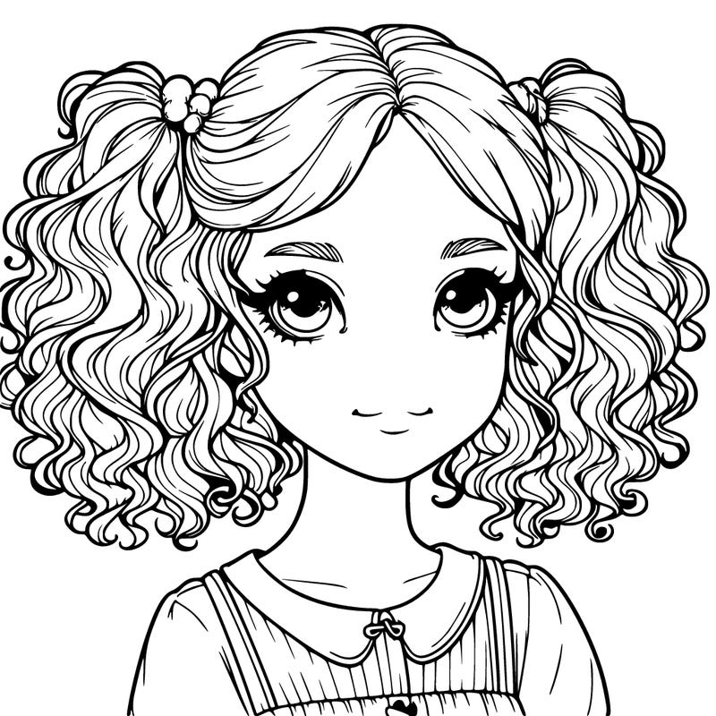 realistic girl with curly pig tails