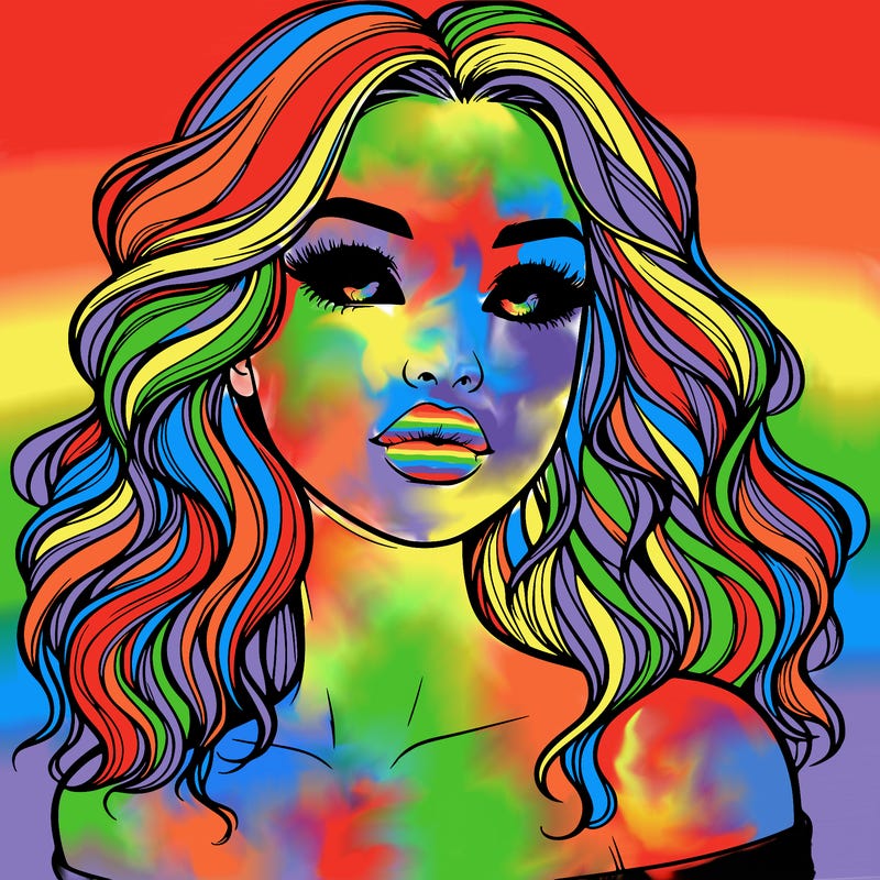 realistic girl with wavy hair and lips