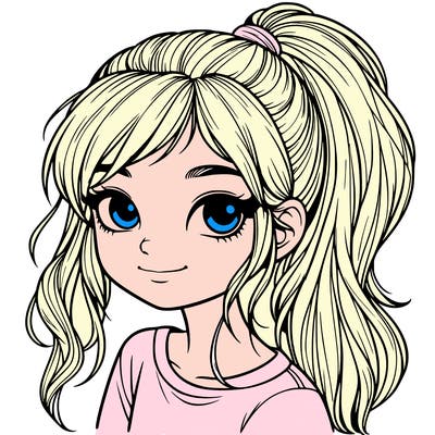 realistic girl with ponytail