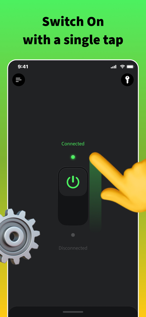 Switch Up VPN - Switch Up VPN app screen featuring a minimalist one tap switch for instant secure connection